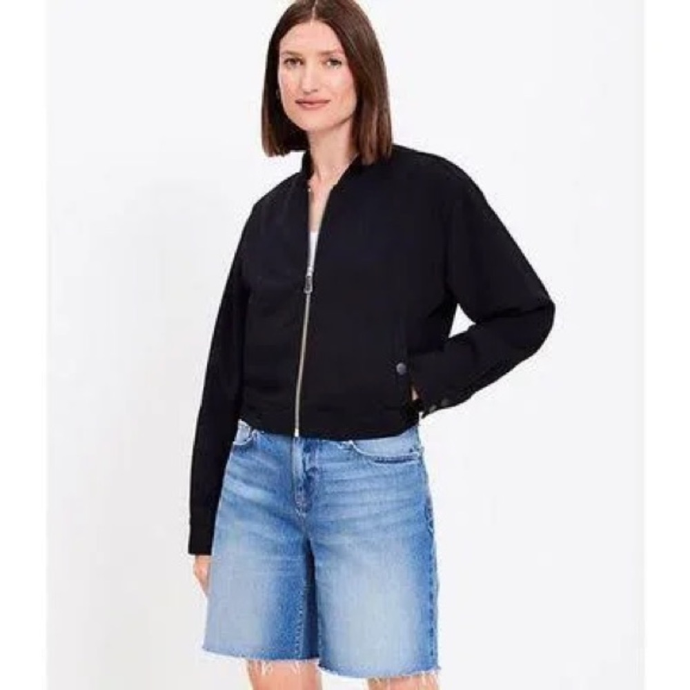 LOFT Crepe Black Bomber Jacket